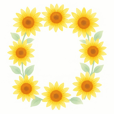 JPG 식물 디자인 꽃 일러스트 자연 해바라기 따뜻함 밝음 초록색 여름 인테리어 노란색 화려 배열 뷰티풀 생동감 국내일러스트 AI일러스트 AI콘텐츠 계절 컬러 컨셉 생태계 파일형식