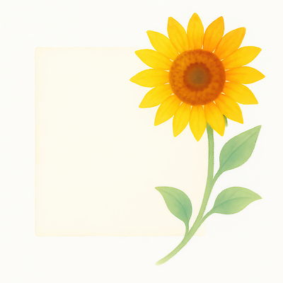 JPG 식물 디자인 꽃 감정 컬러 백그라운드 일러스트 자연 해바라기 일상 장식 여름 노란색 깨끗함 공책 메시지 편안함 심플 창의력 비어있는 국내일러스트 AI일러스트 AI콘텐츠 계절 컨셉 문구용품 라이프 감각 생태계 파일형식