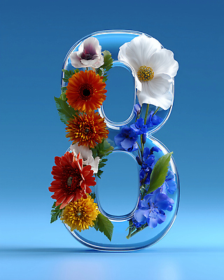 JPG 편집이미지 디자인 꽃 예술 컬러 백그라운드 장식 숫자 표현 투명 8 조화 뷰티풀 생화 이미지편집 AI컴퓨터그래픽 AI콘텐츠 식물 문자 파일형식