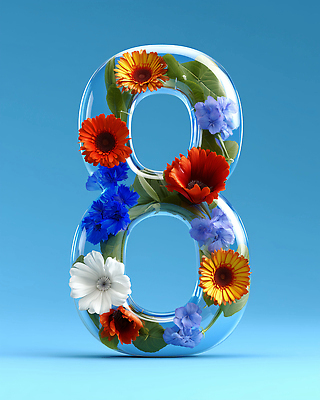 JPG 편집이미지 디자인 꽃 예술 백그라운드 자연 재질 장식 파란색 숫자 투명 화려 8 이미지편집 AI컴퓨터그래픽 AI콘텐츠 식물 문자 컬러 컨셉 생태계 파일형식