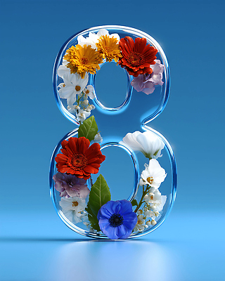 JPG 편집이미지 디자인 꽃 백그라운드 자연 그래픽 장식 파란색 숫자 전시 투명 화사함 뷰티풀 생동감 스타일 이미지편집 AI컴퓨터그래픽 AI콘텐츠 식물 문자 컬러 컨셉 생태계 파일형식