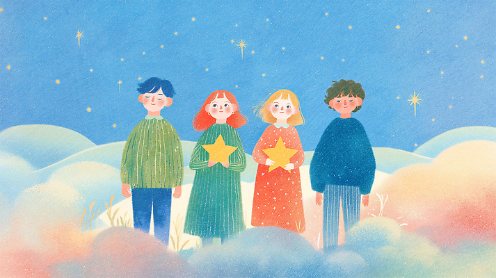 JPG 행복 감정 별 컬러 포즈 야경 일러스트 상상 자연 하늘 풍경 파란색 어둠 꿈 그림 환상 수평선 국내일러스트 AI일러스트 AI콘텐츠 자연요소 컨셉 야간 생태계 파일형식 풍경_경치