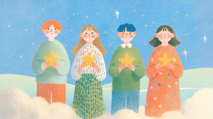 JPG 구름 전통 행복 별 문화 어린이 예술 상징 컬러 일러스트 상상 자연 풍경 친구 꿈 그룹 화합 국내일러스트 AI일러스트 AI콘텐츠 자연요소 감정 관계 사람 생태계 파일형식