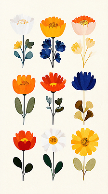 JPG 식물 디자인 꽃 화초 예술 컬러 꽃밭 패턴 일러스트 자연 생명 그래픽 배열 레이아웃 화사함 조화 뷰티풀 색채 국내일러스트 AI일러스트 AI콘텐츠 컨셉 무늬 생태계 파일형식