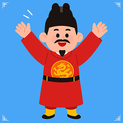 캐릭터 옷 행복 아시아 문화 백그라운드 일러스트 표정 웃음 빨간색 파란색 손들기 기쁨 전통의상 즐거움 국내일러스트 AI파일 전통 감정 나라 컬러 모션 파일형식 벡터