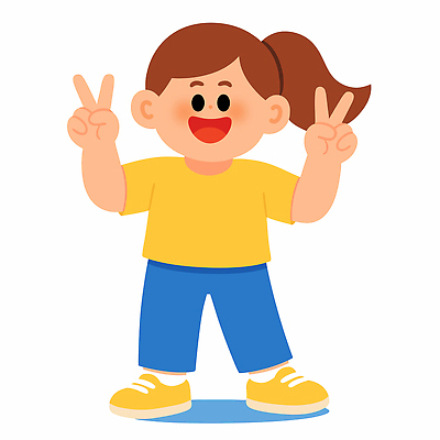 캐릭터 손 디자인 행복 어린이 티셔츠 일러스트 바지 웃음 소녀 그래픽 파란색 노란색 귀여움 표현 즐거움 이미지 액션 스타일 국내일러스트 AI파일 여자 감정 컬러 컨셉 셔츠 하의 표정 사람 신체부위 파일형식 벡터