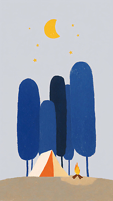 JPG 나무 별 여행 일러스트 자연 밤하늘 텐트 풍경 야외 여름 우주 노을 고요 캠핑 모임 모닥불 힐링 조용 별빛 국내일러스트 AI일러스트 AI콘텐츠 자연요소 식물 계절 하늘 불 레저 캠핑도구 빛 야간 생태계 파일형식