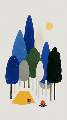 JPG 나무 여행 일러스트 가족 자연 휴식 조명 풍경 야외 초록색 여름 파란색 친구 태양 황혼 캠핑 숲 오두막 모닥불 오후 국내일러스트 AI일러스트 AI콘텐츠 자연요소 식물 계절 컬러 컨셉 관계 불 레저 일몰 생태계 파일형식