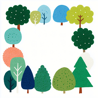 JPG 모양 나무 식물 디자인 예술 컬러 일러스트 자연 빨간색 초록색 파란색 다양 원형 숲 배열 힐링 날카로움 부드러움 경관 국내일러스트 AI일러스트 AI콘텐츠 도형 다수 풍경 감각 생태계 파일형식