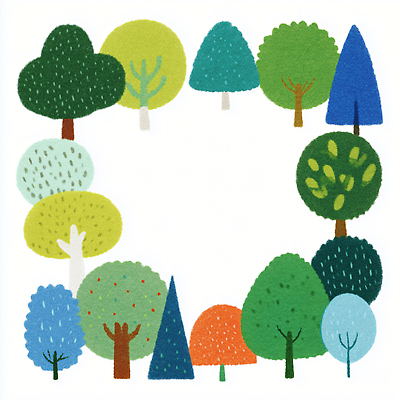 JPG 나무 식물 디자인 컬러 일러스트 자연 밝음 풍경 초록색 파란색 환경 숲 배열 그림 생태계 창의성 국내일러스트 AI일러스트 AI콘텐츠 파일형식