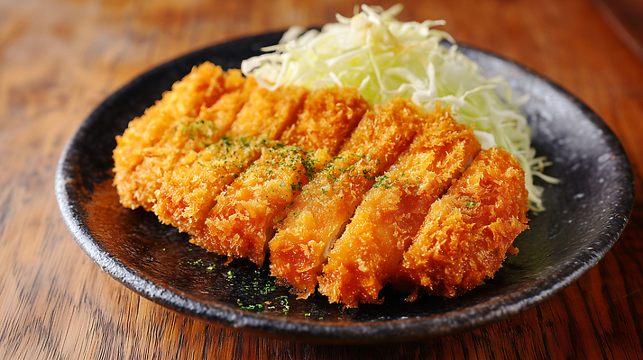 JPG 편집이미지 음식 육류 요리 중식 식사 튀김 돈가스 저녁 나무탁자 간편조리식품 바삭바삭 맛있는 편집실사 AI포토 AI콘텐츠 컨셉 식재료 탁자 커틀릿 야간 CG 파일형식