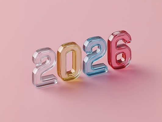 JPG 편집이미지 디자인 분홍색 컬러 백그라운드 미래 기념 장식 숫자 희망 투명 그림 비전 창의성 2026년 편집3D AI컴퓨터그래픽 AI콘텐츠 문자 감정 컨셉 3D 연도 파일형식