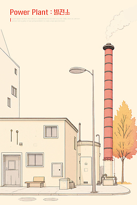 PSD 나무 공원 산업 길 컬러 단풍 일러스트 하늘 날씨 굴뚝 풍경 건물 발전소 에너지 가을 도시 구조물 친환경 조화 오후 국내일러스트 식물 건축물 계절 공공시설 건축 잎 환경 파일형식