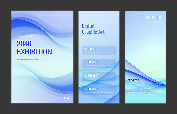 PSD 템플릿 디자인 물결 그래픽 파란색 전시회 홍보물 창의성 프로젝트 디지털아트 이미지템플릿 컬러 전시 파일형식