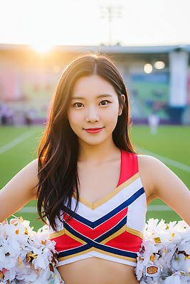 JPG 편집이미지 여학생 아시아 스포츠 응원 모션 협력 운동선수 미소 경기 햇빛 경기장 에너지 분위기 치어리더 응원단 의료성형뷰티 편집실사 AI포토 AI인물포토 AI콘텐츠 학생 여자 나라 컨셉 스포츠시설 표정 태양 CG 파일형식