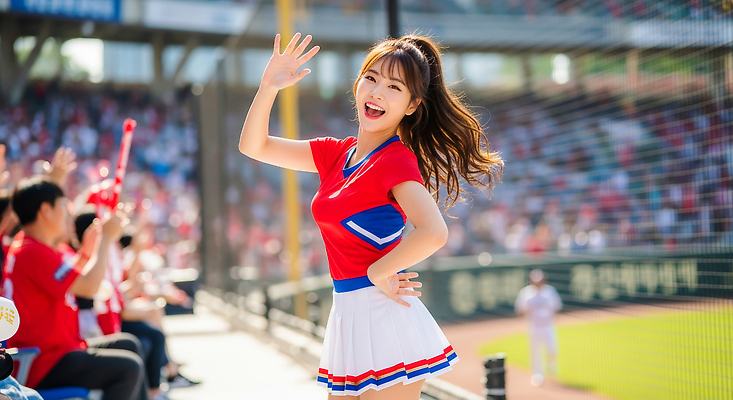 JPG 편집이미지 문화 스포츠 유니폼 응원 모션 한국 이벤트 빨간색 경기장 야구 군중 즐거움 치어리더 열정 의료성형뷰티 편집실사 AI포토 AI인물포토 AI콘텐츠 옷 감정 아시아 컬러 스포츠시설 사람 구기 CG 파일형식