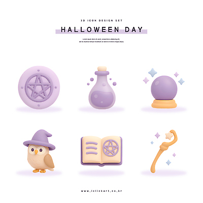PSD 아이콘 캐릭터 디자인 상징 컬러 장식 3D아이콘 축제 할로윈 부엉이 마법 마법지팡이 창의성 조류 파일형식