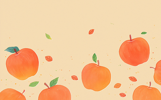 PSD 디자인 문화 예술 컬러 백그라운드 잎 과일 일러스트 자연 그래픽 주황색 가을 그리기 사과 오브젝트 손그림 채색 베이지색 국내일러스트 식물 계절 모션 미술 생태계 파일형식