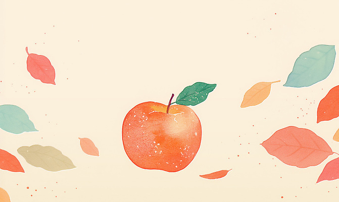 PSD 식물 계절 백그라운드 단풍 잎 과일 일러스트 자연 따뜻함 가을 사과 그림 부드러움 화사함 색감 흩어짐 국내일러스트 컨셉 감각 생태계 파일형식