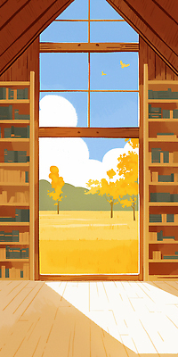 JPG 나무 계절 일러스트 창문 자연 하늘 바람 풍경 초원 여름 파란색 빛 독서 금색 도서관 조용 감성 오후 국내일러스트 AI일러스트 AI콘텐츠 자연요소 식물 교육 컬러 컨셉 날씨 생태계 파일형식