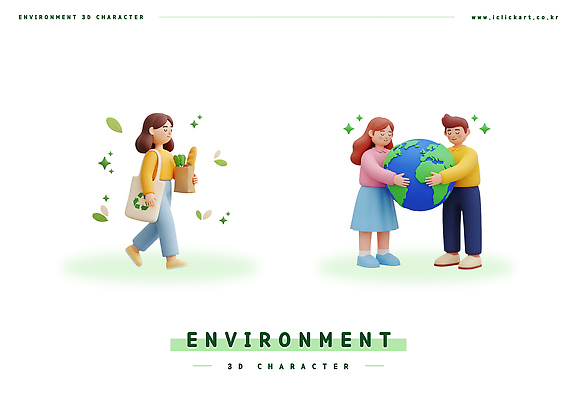 PSD 편집이미지 캐릭터 지구 어린이 음식 자연 초록색 3D 환경 재활용 보호 노력 자원 책임감 액티비티 편집3D 컬러 컨셉 사람 디지털합성 친환경 생태계 파일형식