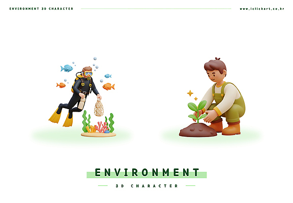 PSD 편집이미지 어린이 어업 자연보호 수중동물 해양식물 잠수부 에코 친환경 원예 편집3D 동물 산업 자연 사람 취미 3D 환경 수중식물 전문직 보호 파일형식