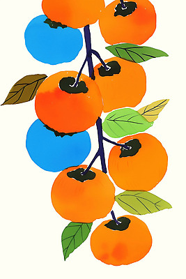 PSD 식물 디자인 컬러 잎 과일 일러스트 자연 귤 감 그래픽 파란색 주황색 나뭇가지 과일나무 그림 조화 비율 뷰티풀 생동감 국내일러스트 나무 생태계 파일형식