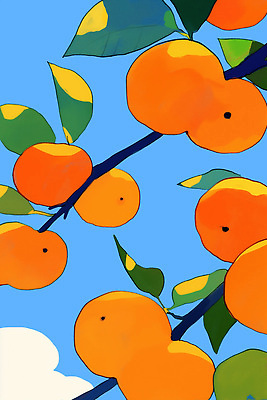 PSD 나무 식물 열매 농업 채소 과일 일러스트 자연 하늘 가지 감 풍경 초록색 여름 농장 농사 주황색 수확 가을 신선 과수원 국내일러스트 계절 산업 컬러 생태계 파일형식