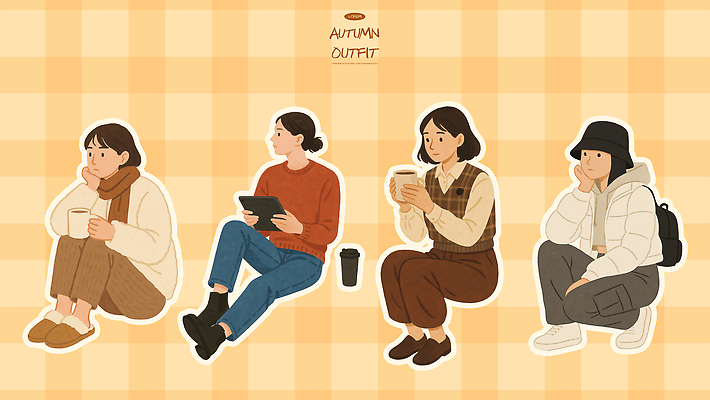 PSD 디자인 여자 패션 감정 문화 여유 커피 음료 일러스트 휴식 대화 유행 카페 모임 가을 편안함 즐거움 색감 소셜 스타일 국내일러스트 계절 컨셉 말하기 사람 상점 감각 파일형식