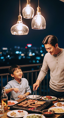 JPG 편집이미지 행복 아들 야경 가족 조명 대화 요리 웃음 햇빛 식사 발코니 도시 아빠 저녁 즐거움 의료성형뷰티 편집실사 AI포토 AI인물포토 AI콘텐츠 감정 관계 표정 말하기 태양 야간 CG 파일형식 풍경_경치