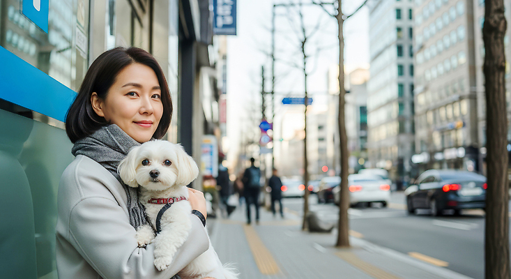 JPG 편집이미지 여자 안기 자동차 거리 서울 미소 풍경 여러명 반려동물 봄 산책 도심 강아지 교차로 의료성형뷰티 편집실사 AI포토 AI인물포토 AI콘텐츠 동물 계절 길 육상교통 다수 모션 휴식 한국 표정 사람 도시 개 CG 파일형식