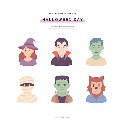 캐릭터 디자인 일러스트 호박 장식 축제 할로윈 마녀 흡혈귀 늑대인간 몬스터 미라 국내일러스트 AI파일 채소 파일형식 벡터