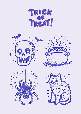 PSD 동물 캐릭터 컬러 일러스트 호박 해골 장식 판타지 축제 고양이 할로윈 유령 가마솥 거미 마법 창작 국내일러스트 곤충 채소 포유류 상상 뼈 반려동물 솥 파일형식