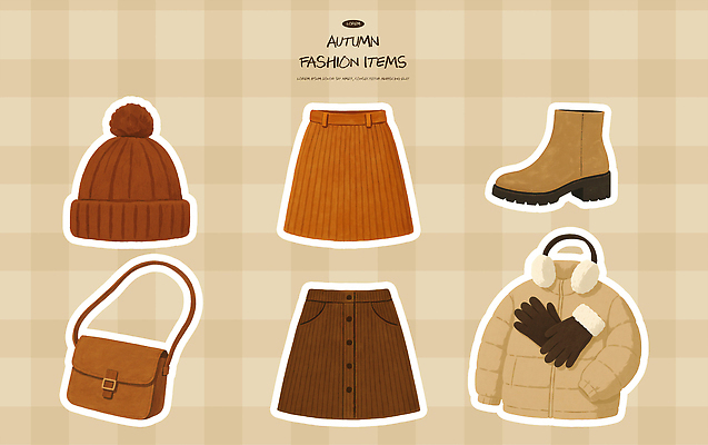 PSD 모자 디자인 옷 계절 패션 장갑 가방 일러스트 장신구 부츠 치마 외투 가을 편안함 아이템 스타일링 스타일 국내일러스트 잡화 신발 상의 하의 감각 파일형식