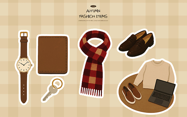 PSD 디자인 옷 계절 패션 시계 신발 일러스트 장신구 탁자 일상 노트북 유행 스카프 카페 가을 지갑 오브젝트 정리 아이템 스타일 국내일러스트 가구 라이프 전자제품 상점 목도리 파일형식