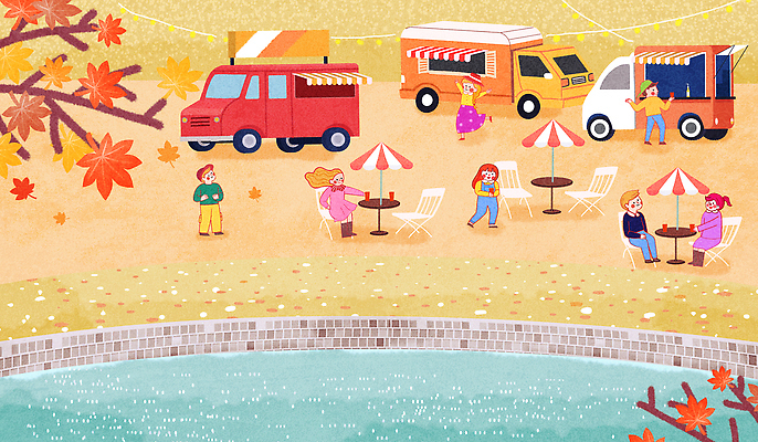 PSD 나무 공원 음식 의자 일러스트 가족 자연 탁자 풍경 여러명 취미 야외 친구 축제 모임 가을 즐거움 커뮤니티 담소 푸드트럭 지역사회 국내일러스트 식물 계절 공공시설 감정 가구 다수 관계 사람 트럭 생태계 파일형식