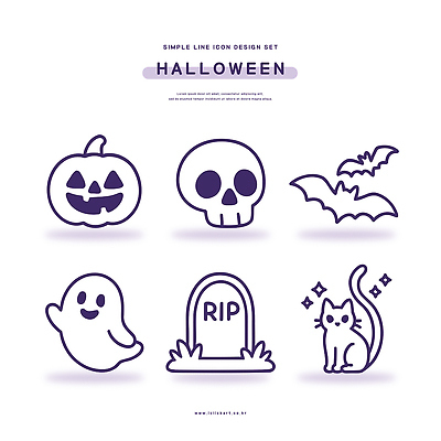디자인 라인일러스트 일러스트 호박 해골 장식 세트 축제 고양이 할로윈 유령 비석 그림 박쥐 국내일러스트 AI파일 채소 포유류 뼈 반려동물 파일형식 벡터