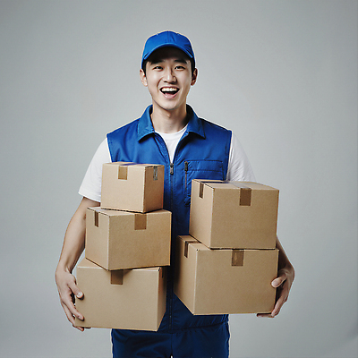 JPG 편집이미지 직업 남자 행복 컬러 포장 작업복 웃음 상자 믿음 운반 택배기사 배송 오브젝트 서비스 물류 의료성형뷰티 편집실사 AI포토 AI인물포토 AI콘텐츠 택배없는날 옷 감정 표정 사람 배달원 CG 제도 파일형식