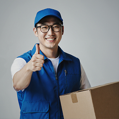 JPG 편집이미지 옷 남자 백그라운드 모션 밝음 미소 웃음 상자 최고 택배기사 배달원 고객 오브젝트 서비스 전달 의료성형뷰티 편집실사 AI포토 AI인물포토 AI콘텐츠 택배없는날 직업 표정 사람 CG 제도 파일형식