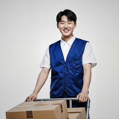 JPG 편집이미지 직업 이동 미소 청년 일상 상자 작업 도움 택배기사 오브젝트 서비스 택배 물류 의료성형뷰티 편집실사 AI포토 AI인물포토 AI콘텐츠 택배없는날 컨셉 표정 성인 라이프 운송업 배달원 CG 제도 파일형식