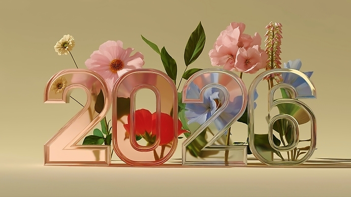 JPG 편집이미지 디자인 꽃 예술 컬러 자연 생명 장식 숫자 유행 투명 조화 뷰티풀 창의성 2026년 편집3D AI컴퓨터그래픽 AI콘텐츠 식물 문자 3D 연도 생태계 파일형식