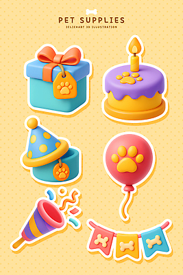 PSD 편집이미지 모자 컬러 선물 이벤트 장식 반려동물 파티 귀여움 케이크 축제 생일 즐거움 오브젝트 풍선 편집3D 동물 잡화 기념일 감정 컨셉 디저트 3D 파일형식