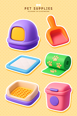 PSD 편집이미지 디자인 컬러 생활용품 장신구 주택 관리 반려동물 귀여움 쓰레기통 오브젝트 소재 기능 편집3D 동물 컨셉 건물 3D 파일형식