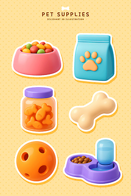 PSD 편집이미지 디자인 공 디저트 건강 반려동물 장난감 귀여움 고양이 강아지 먹이 오브젝트 편집3D 동물 음식 컨셉 포유류 3D 개 파일형식