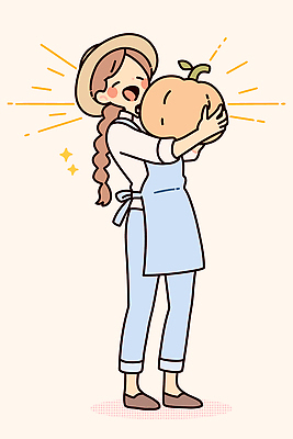 계절 행복 농업 과일 일러스트 자연 성공 미소 웃음 일상 농작물 햇빛 농장 귀여움 기쁨 수확 성장 신선 과수원 복숭아 국내일러스트 AI파일 감정 산업 컨셉 표정 라이프 태양 생태계 파일형식 벡터