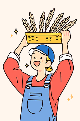 행복 농업 일러스트 자연 곡류 웃음 들기 소년 일상 여름 햇빛 농장 바구니 농사 기쁨 금색 수확 작업 친환경 지역사회 국내일러스트 AI파일 계절 남자 감정 산업 어린이 컬러 모션 표정 라이프 태양 환경 생태계 파일형식 벡터