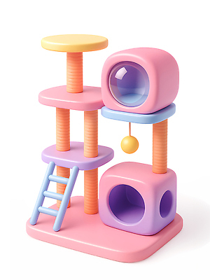 PSD 편집이미지 사다리 공 반짝임 반려동물 장난감 탑 고양이 도구 구조물 놀이기구 플라스틱 편집3D 동물 건축물 건축 포유류 모션 재질 3D 파일형식