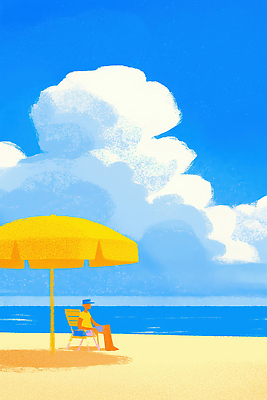 JPG 구름 바다 여행 일러스트 자연 하늘 휴식 따뜻함 사람 취미 해변 일상 여름 선탠 편안함 즐거움 그림 조용 색채 국내일러스트 AI일러스트 AI콘텐츠 자연요소 계절 감정 컨셉 라이프 감각 생태계 파일형식