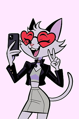 캐릭터 패션 분홍색 포즈 백그라운드 일러스트 털 털모자 표정 웃음 유행 귀여움 고양이 셀프카메라 즐거움 스타일 국내일러스트 AI파일 모자_잡화 감정 컬러 컨셉 포유류 반려동물 사진촬영 파일형식 벡터