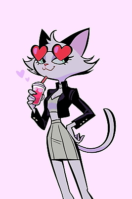 캐릭터 디자인 패션 감정 음료 분홍색 포즈 백그라운드 일러스트 사랑 미소 장식 귀여움 고양이 즐거움 모던 창의성 스타일 국내일러스트 AI파일 컬러 컨셉 포유류 표정 반려동물 파일형식 벡터